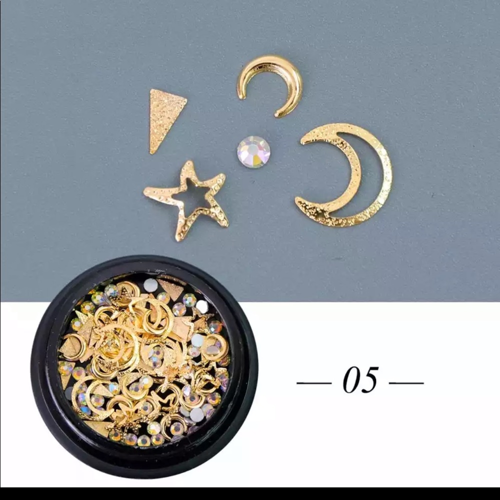 New 1Box Nail Art Strass Star Moon Decor Mix 3D